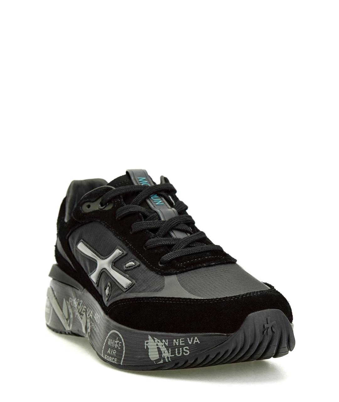 PREMIATA Черные текстильные низкие кроссовки / кеды, фото 3