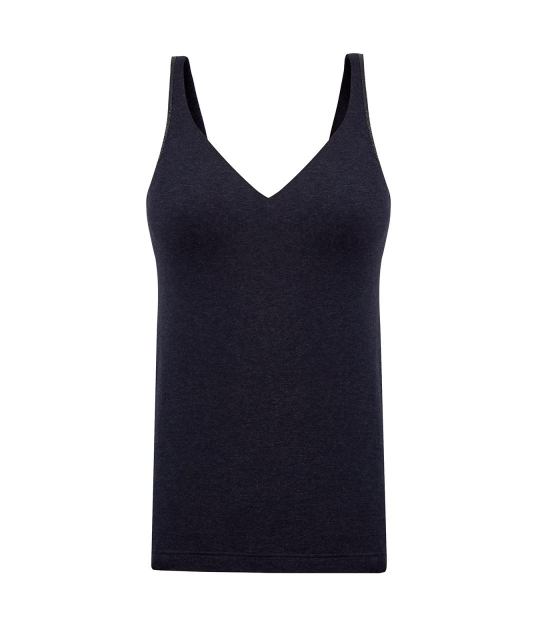 BRUNELLO CUCINELLI Антрацитовая хлопковая майка, фото 1