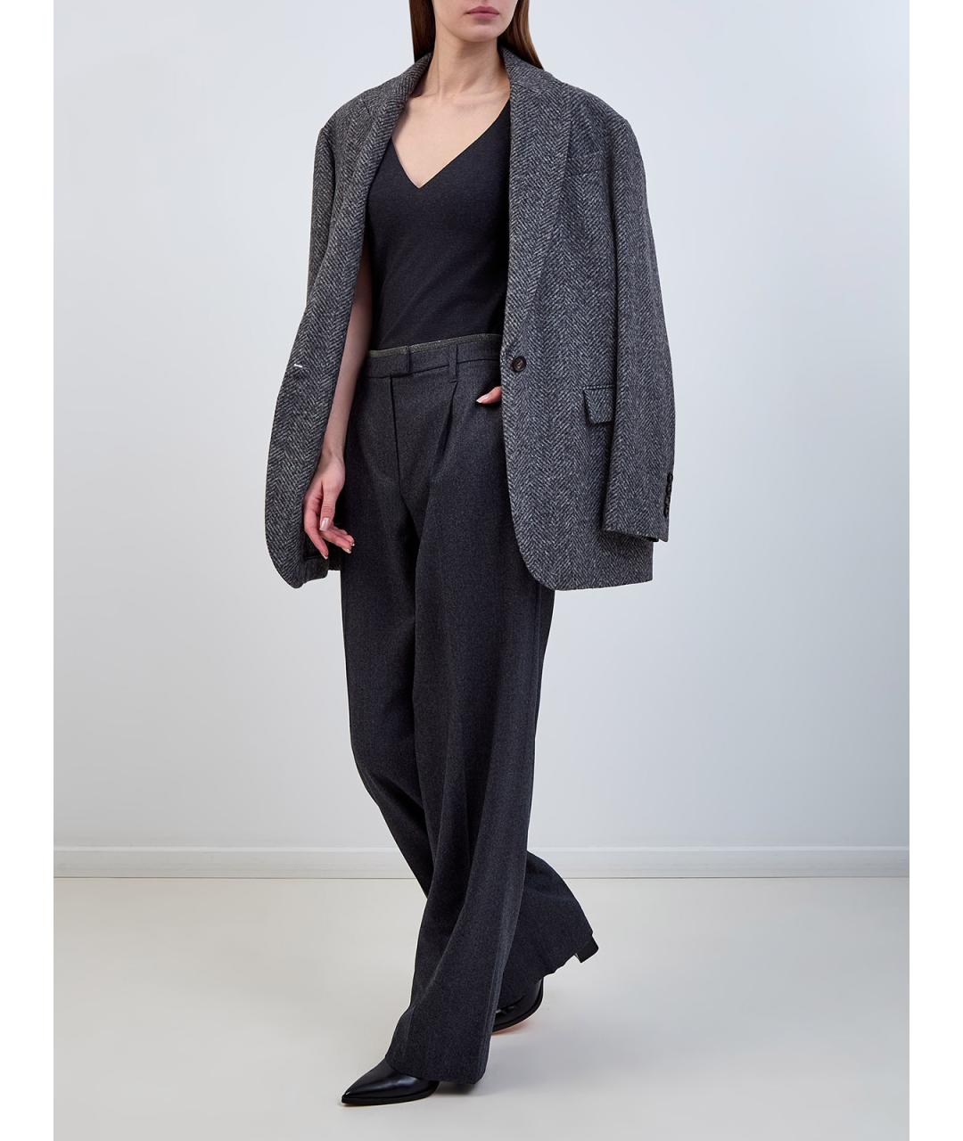 BRUNELLO CUCINELLI Антрацитовая хлопковая майка, фото 2