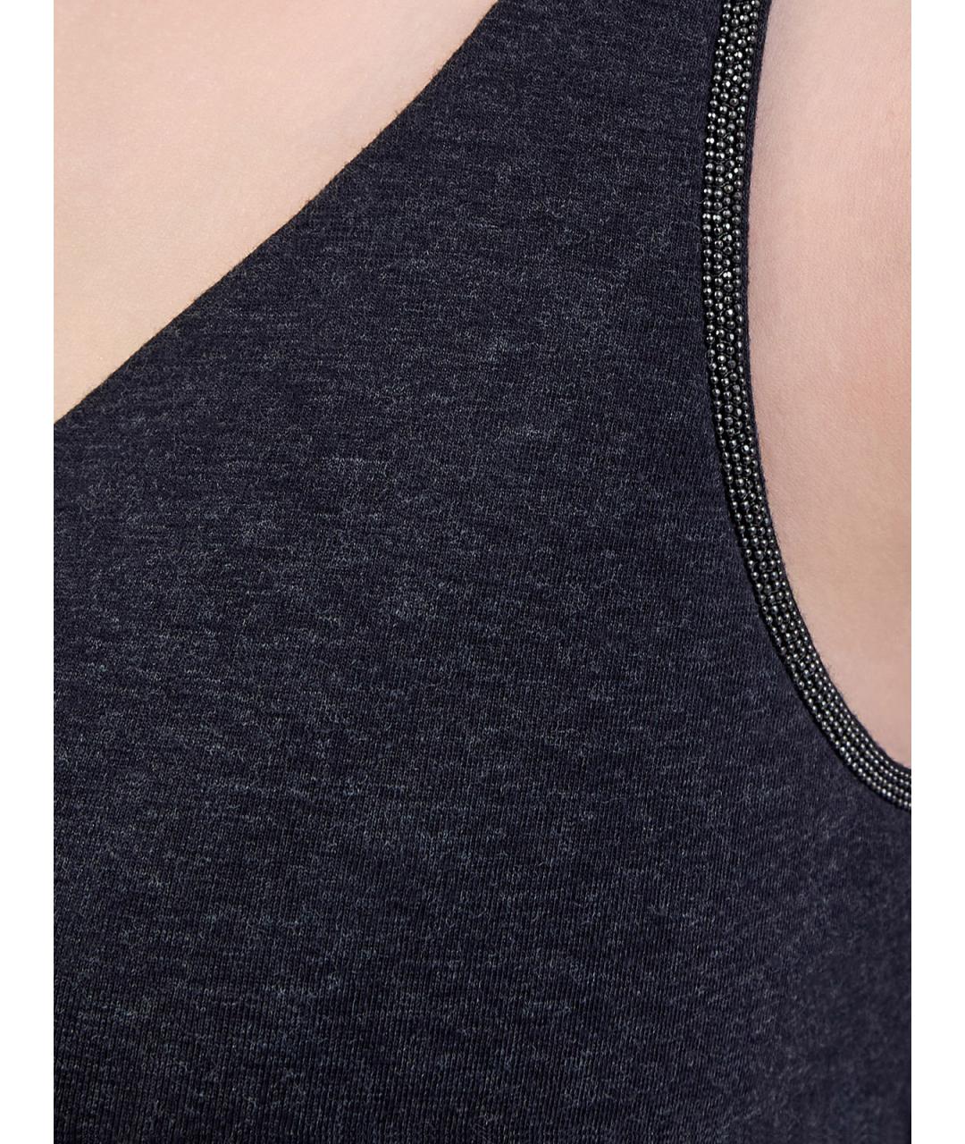 BRUNELLO CUCINELLI Антрацитовая хлопковая майка, фото 5