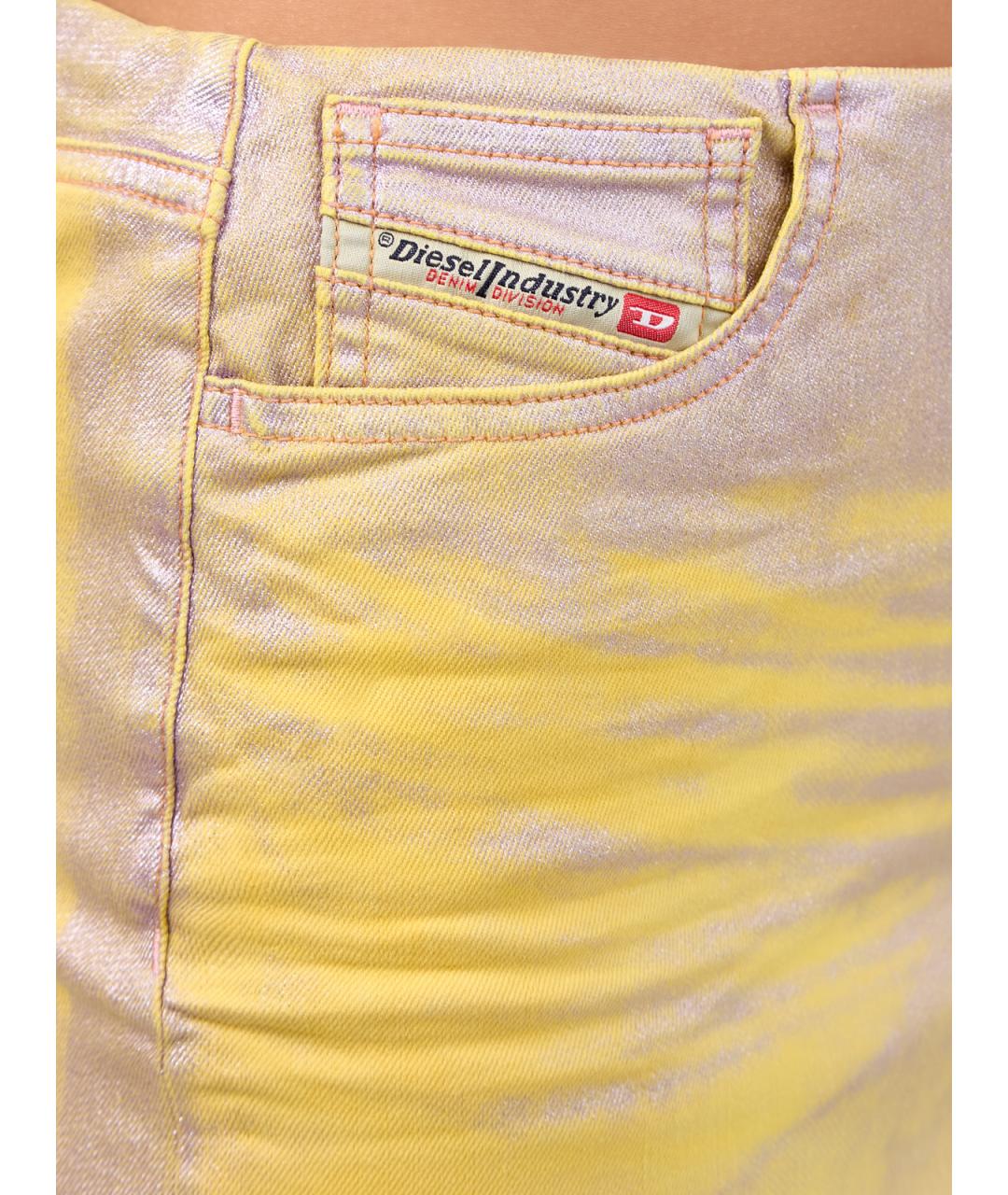 DIESEL Желтая хлопковая юбка миди, фото 5