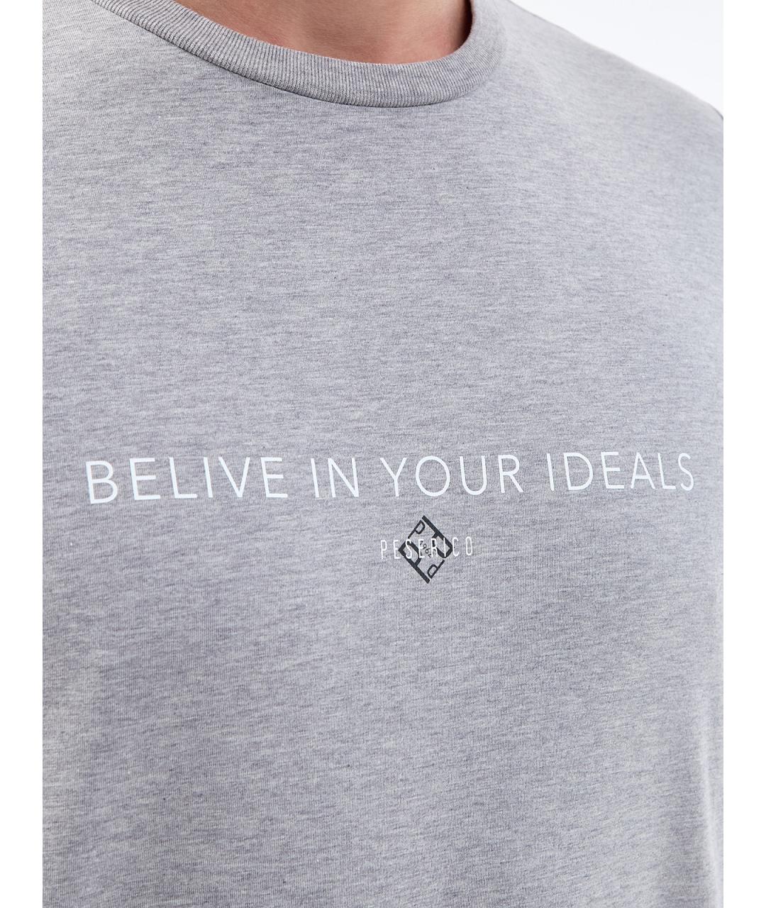 PESERICO Серая хлопковая футболка, фото 5