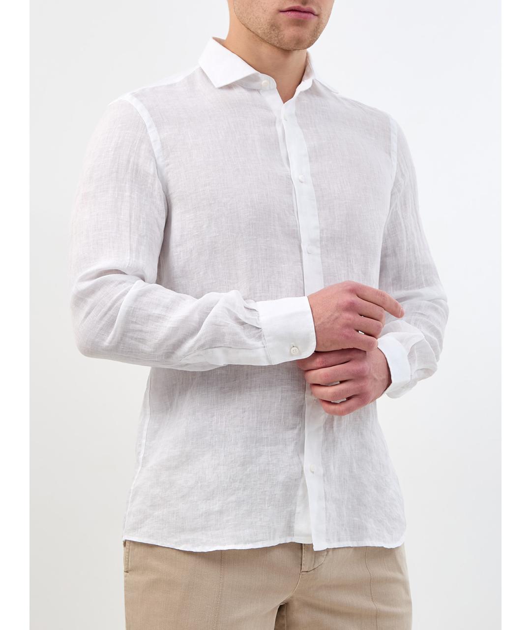 PESERICO Белая льняная классическая рубашка, фото 3
