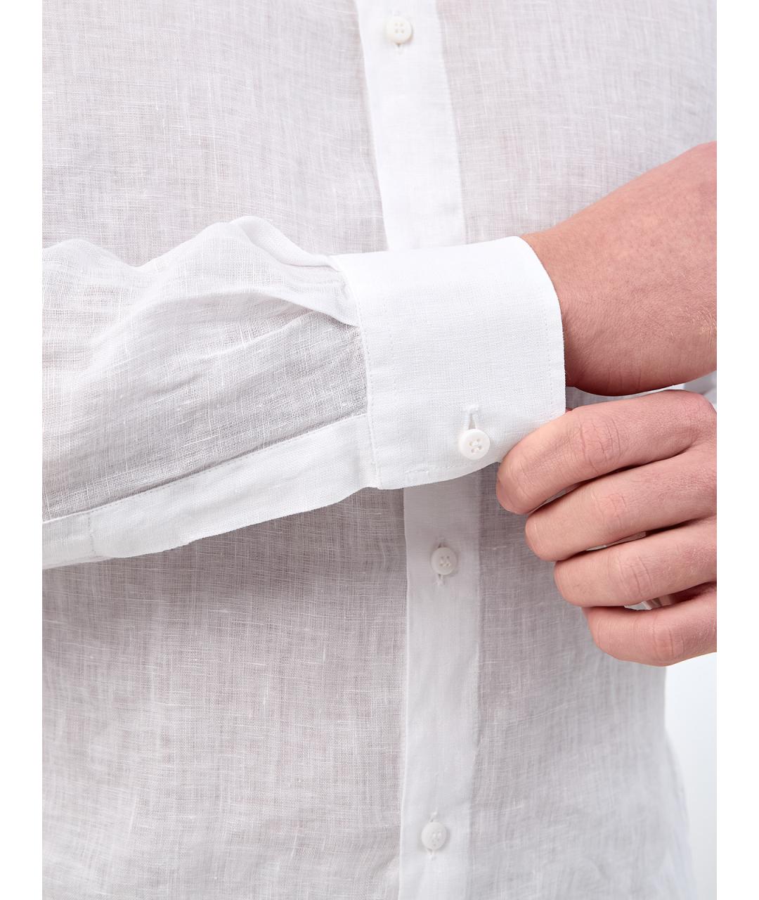 PESERICO Белая льняная классическая рубашка, фото 5