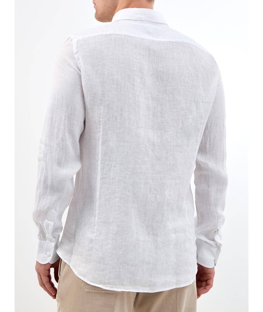 PESERICO Белая льняная классическая рубашка, фото 4
