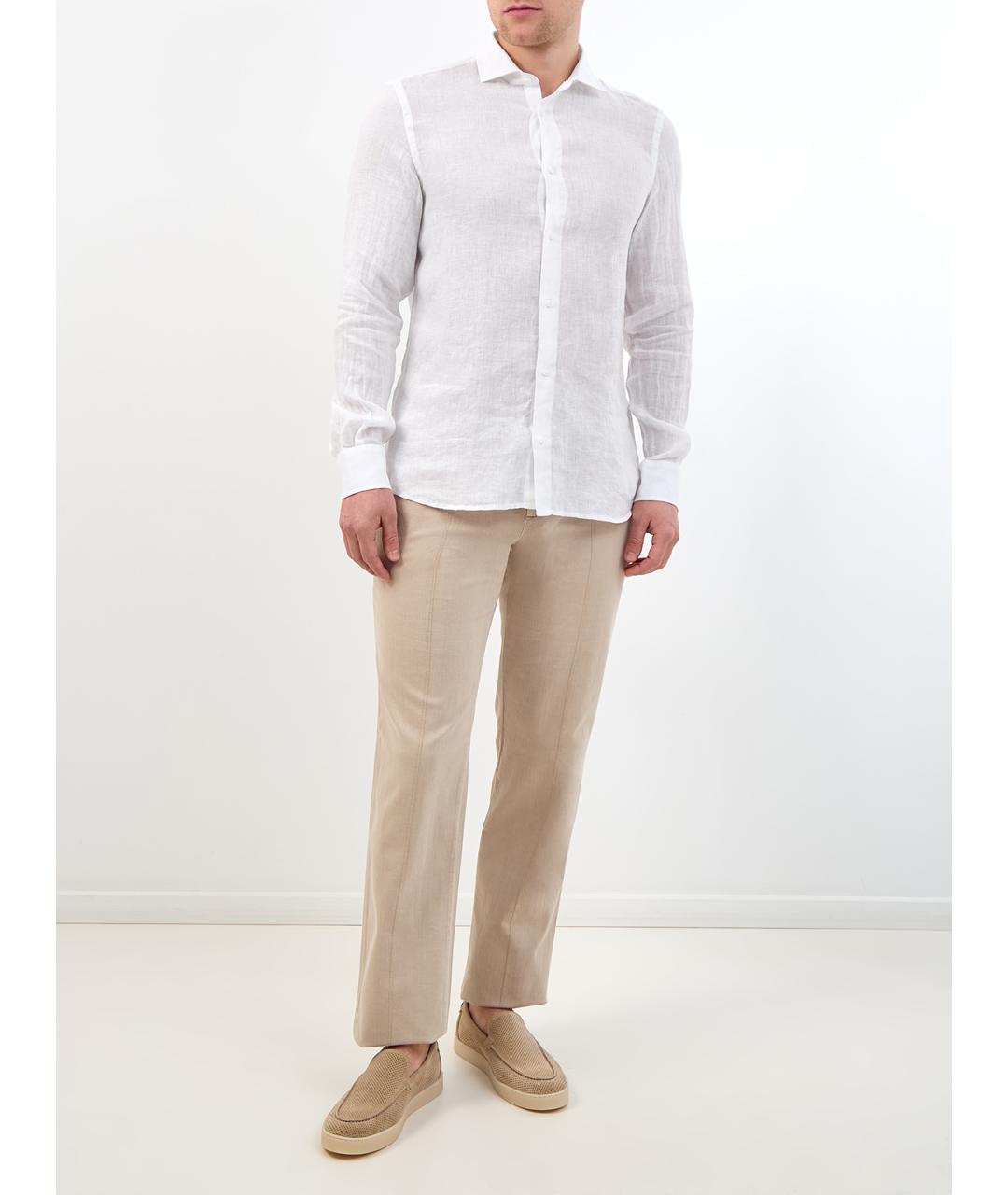 PESERICO Белая льняная классическая рубашка, фото 2
