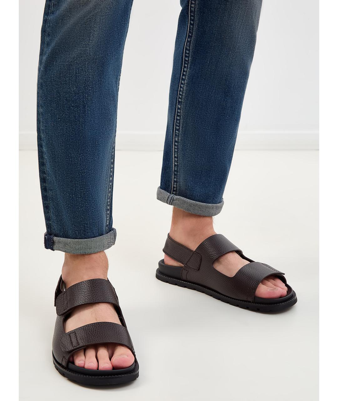 BARRETT Коричневые кожаные сандалии, фото 2