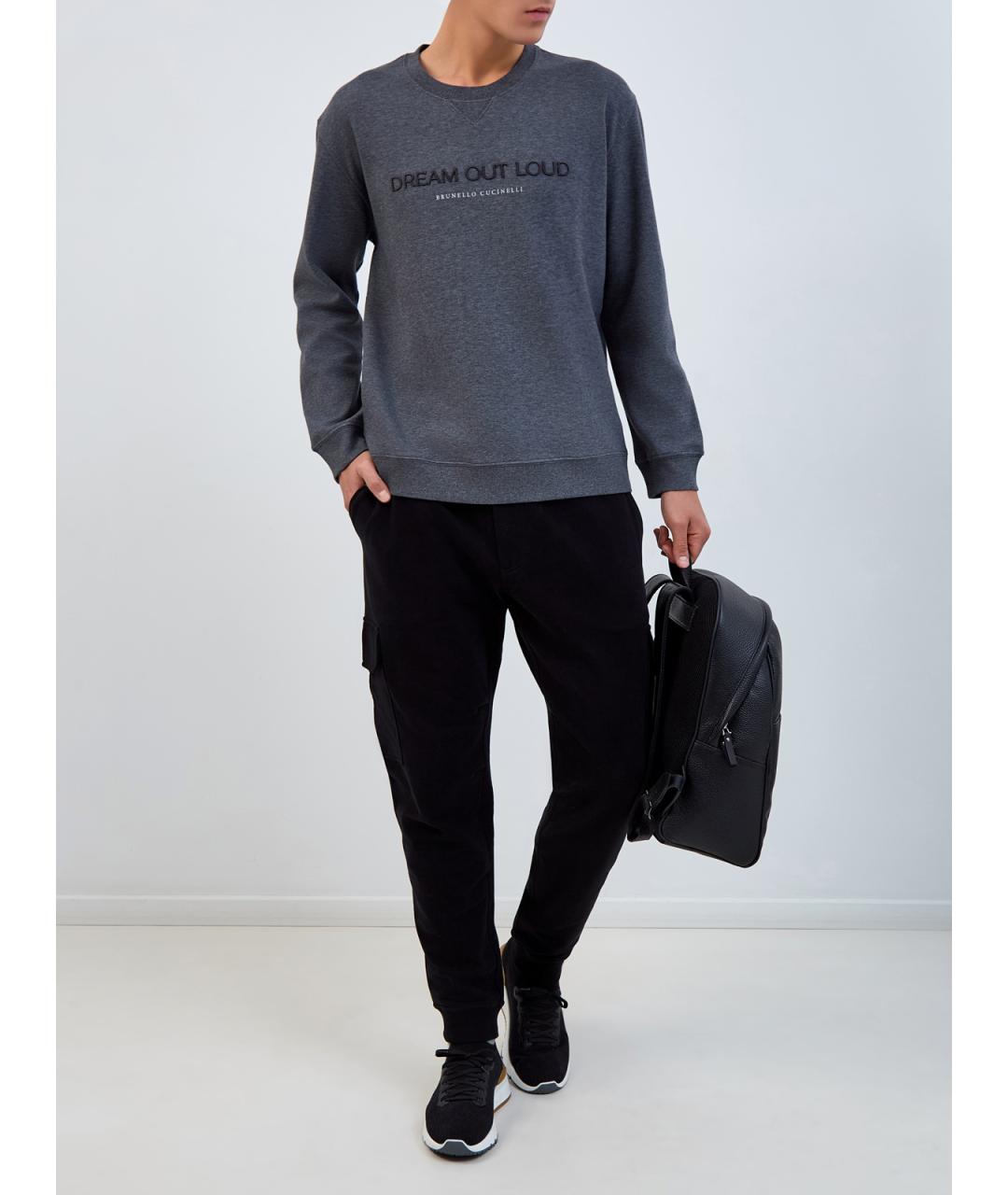 BRUNELLO CUCINELLI Черные хлопковые повседневные брюки, фото 2