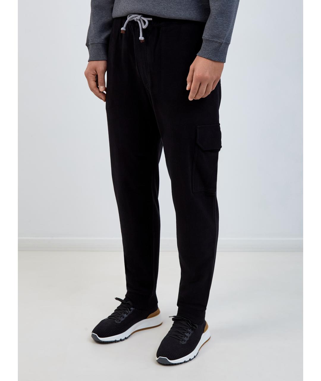 BRUNELLO CUCINELLI Черные хлопковые повседневные брюки, фото 3