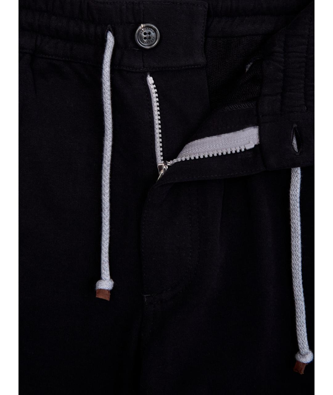 BRUNELLO CUCINELLI Черные хлопковые повседневные брюки, фото 6
