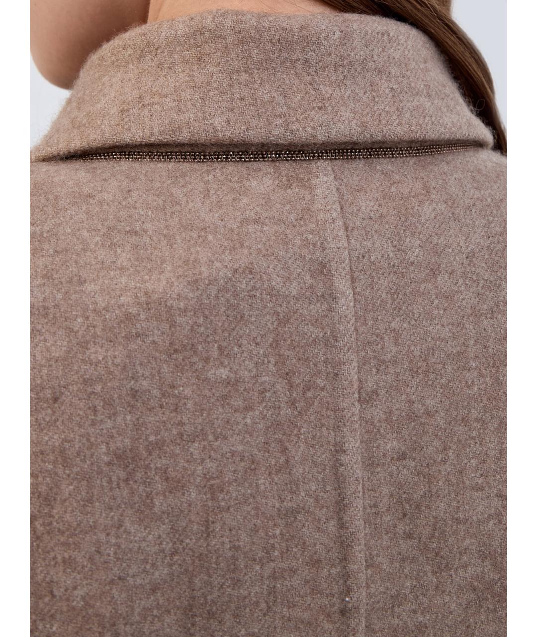 BRUNELLO CUCINELLI Бежевое кашемировое пальто, фото 5