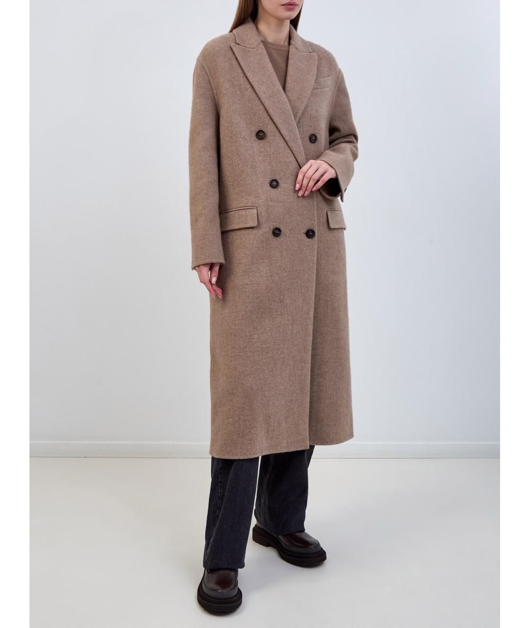 BRUNELLO CUCINELLI Бежевое кашемировое пальто, фото 3