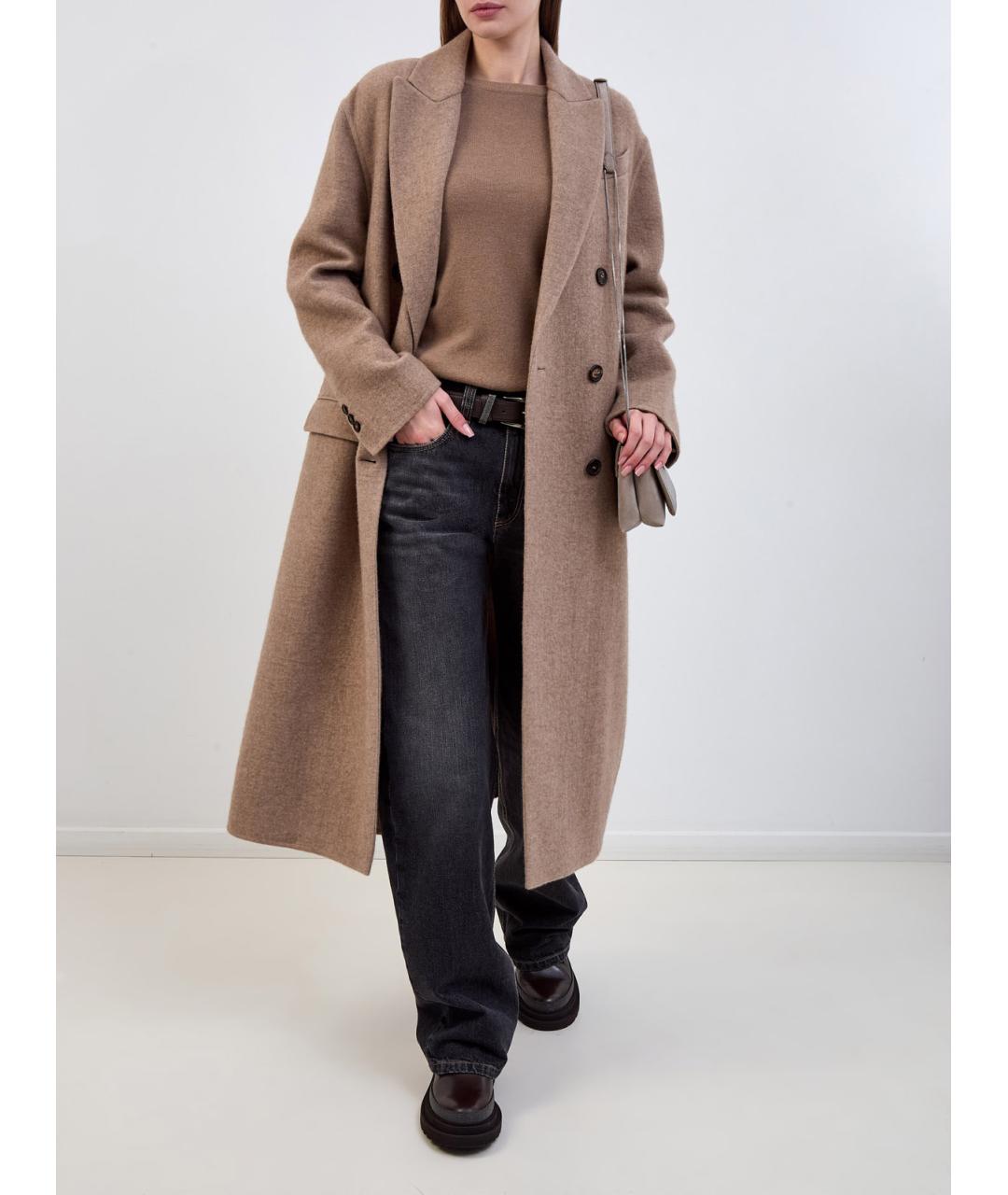 BRUNELLO CUCINELLI Бежевое кашемировое пальто, фото 2