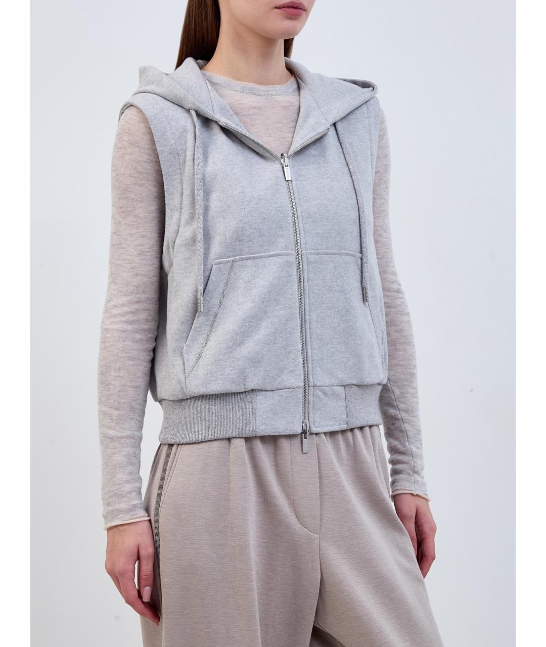 PESERICO Серый хлопковый жилет, фото 4