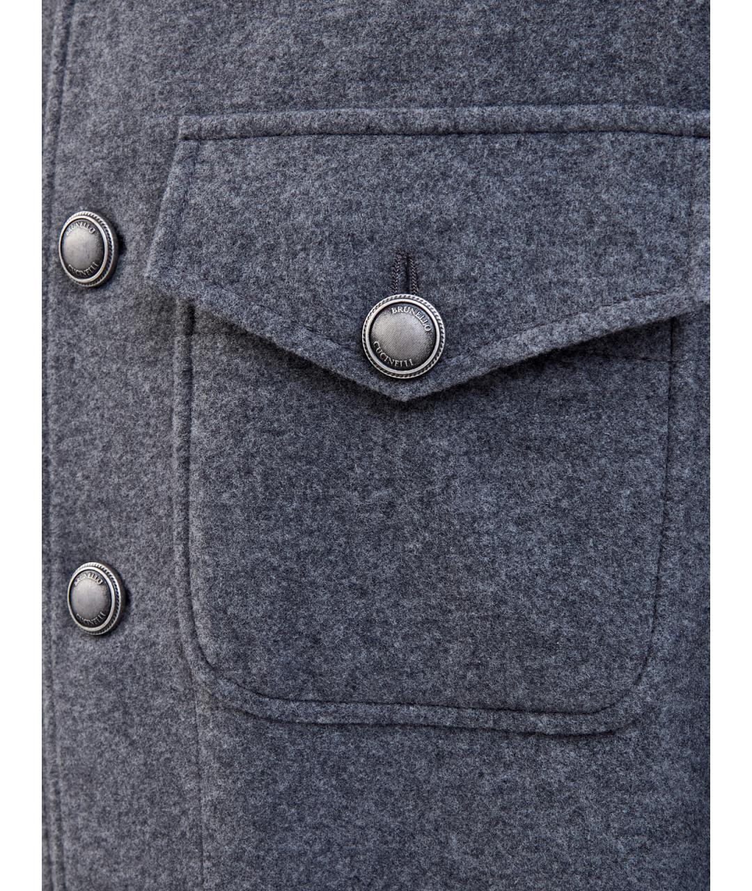 BRUNELLO CUCINELLI Серая кашемировая куртка, фото 5