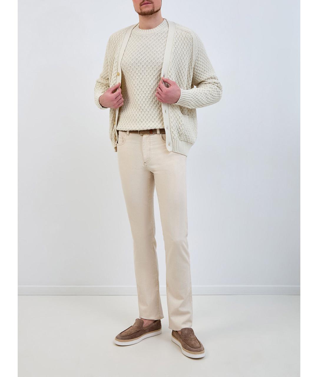 CANALI Бежевые хлопковые прямые джинсы, фото 2