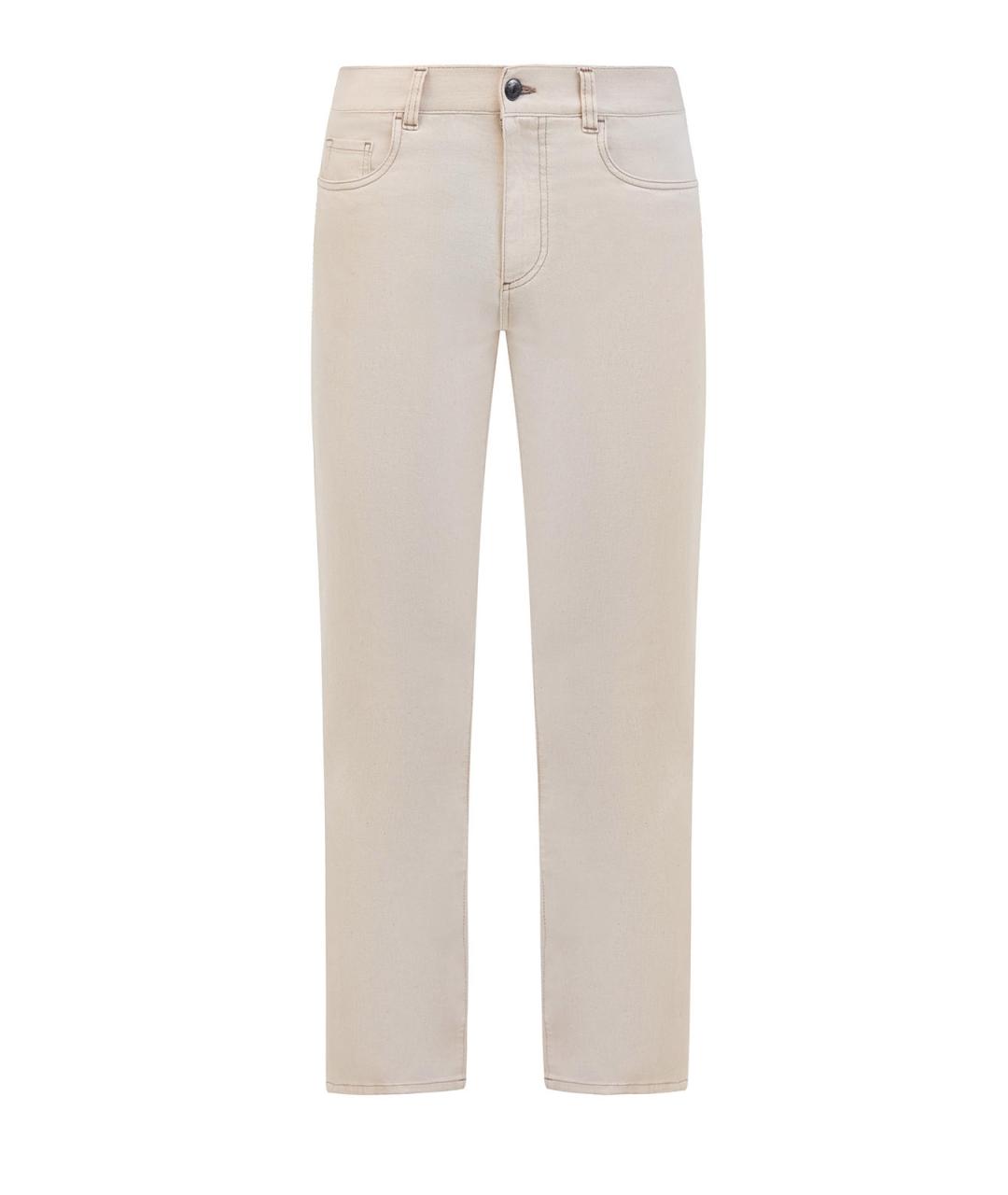 CANALI Бежевые хлопковые прямые джинсы, фото 1