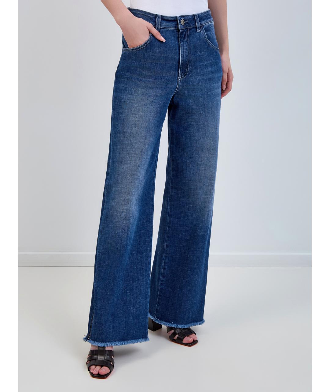 LORENA ANTONIAZZI Синие хлопковые джинсы клеш, фото 3