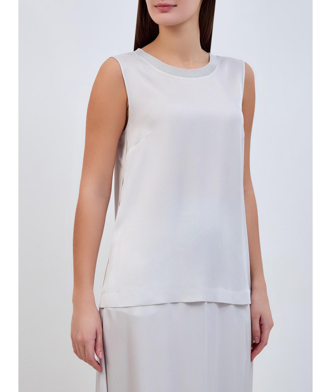 LORENA ANTONIAZZI Серая ацетатная блузы, фото 3