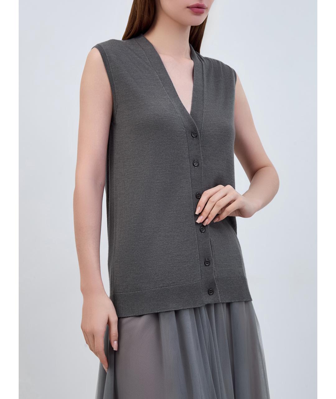 FABIANA FILIPPI Серая кашемировая жилетка, фото 3