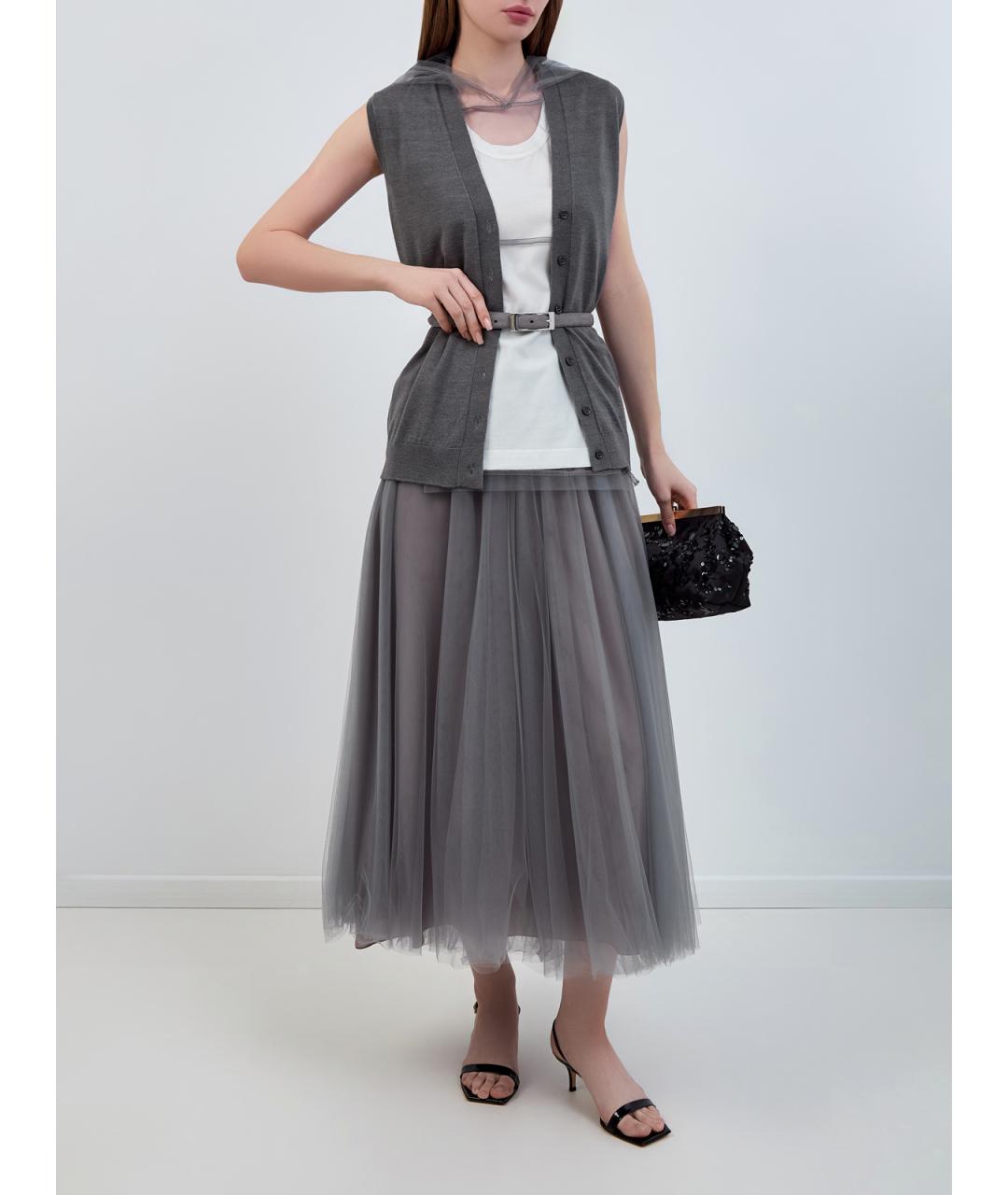 FABIANA FILIPPI Серая кашемировая жилетка, фото 2