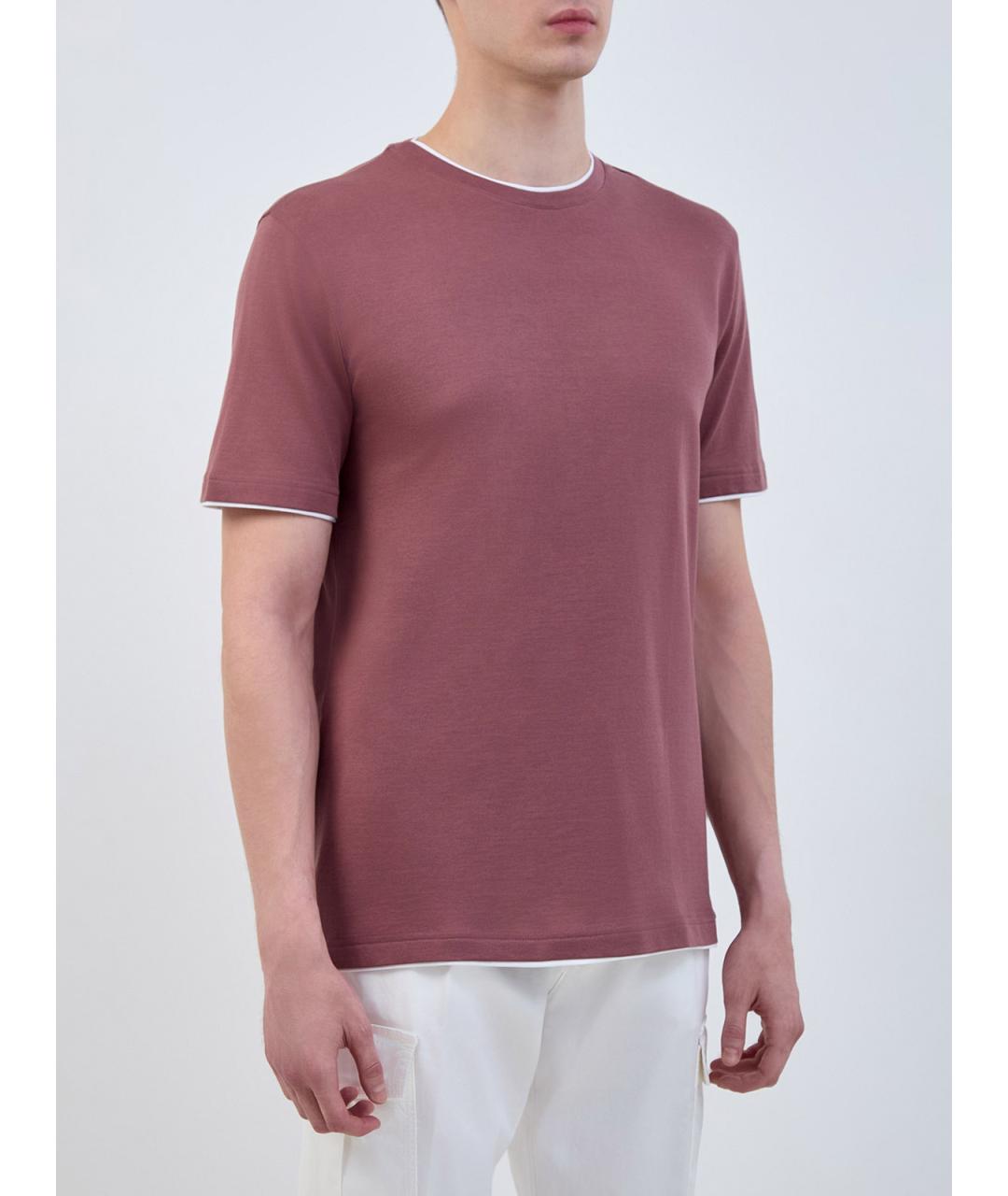 ELEVENTY Розовая хлопковая футболка, фото 3