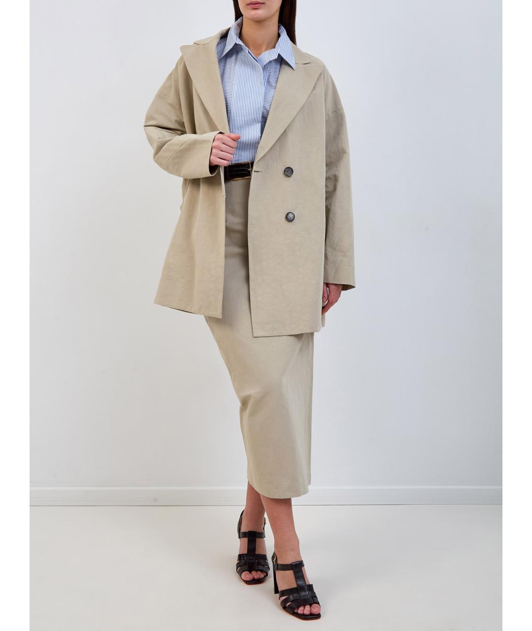 GENTRY PORTOFINO Бежевая хлопковая юбка макси, фото 2