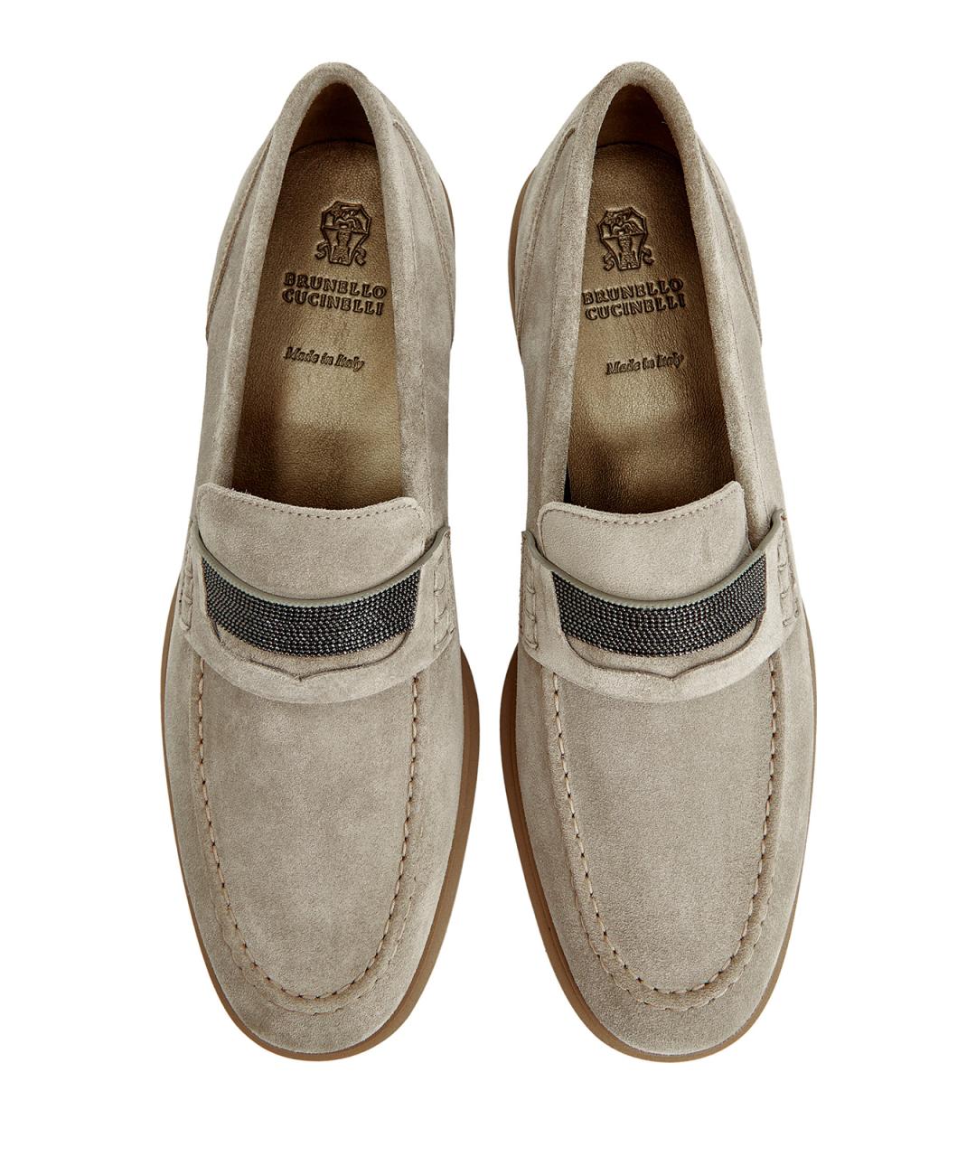 BRUNELLO CUCINELLI Бежевые замшевые лоферы, фото 5