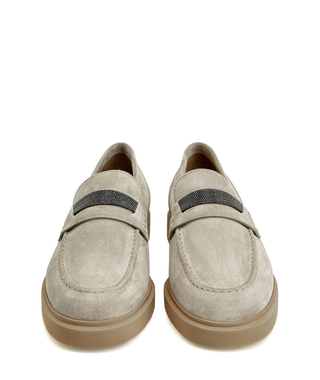 BRUNELLO CUCINELLI Бежевые замшевые лоферы, фото 6