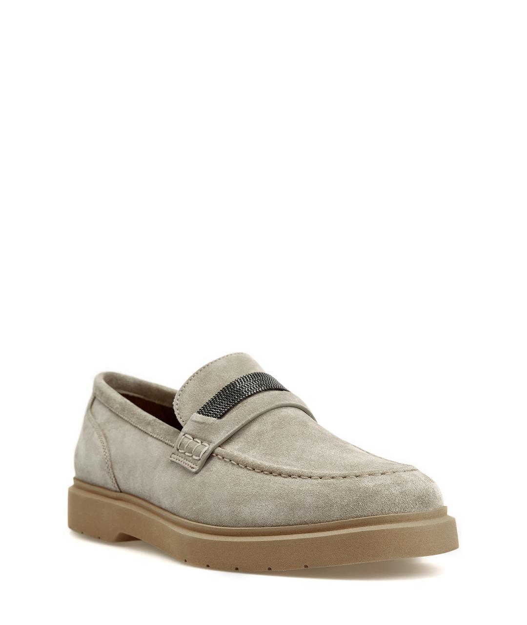 BRUNELLO CUCINELLI Бежевые замшевые лоферы, фото 3