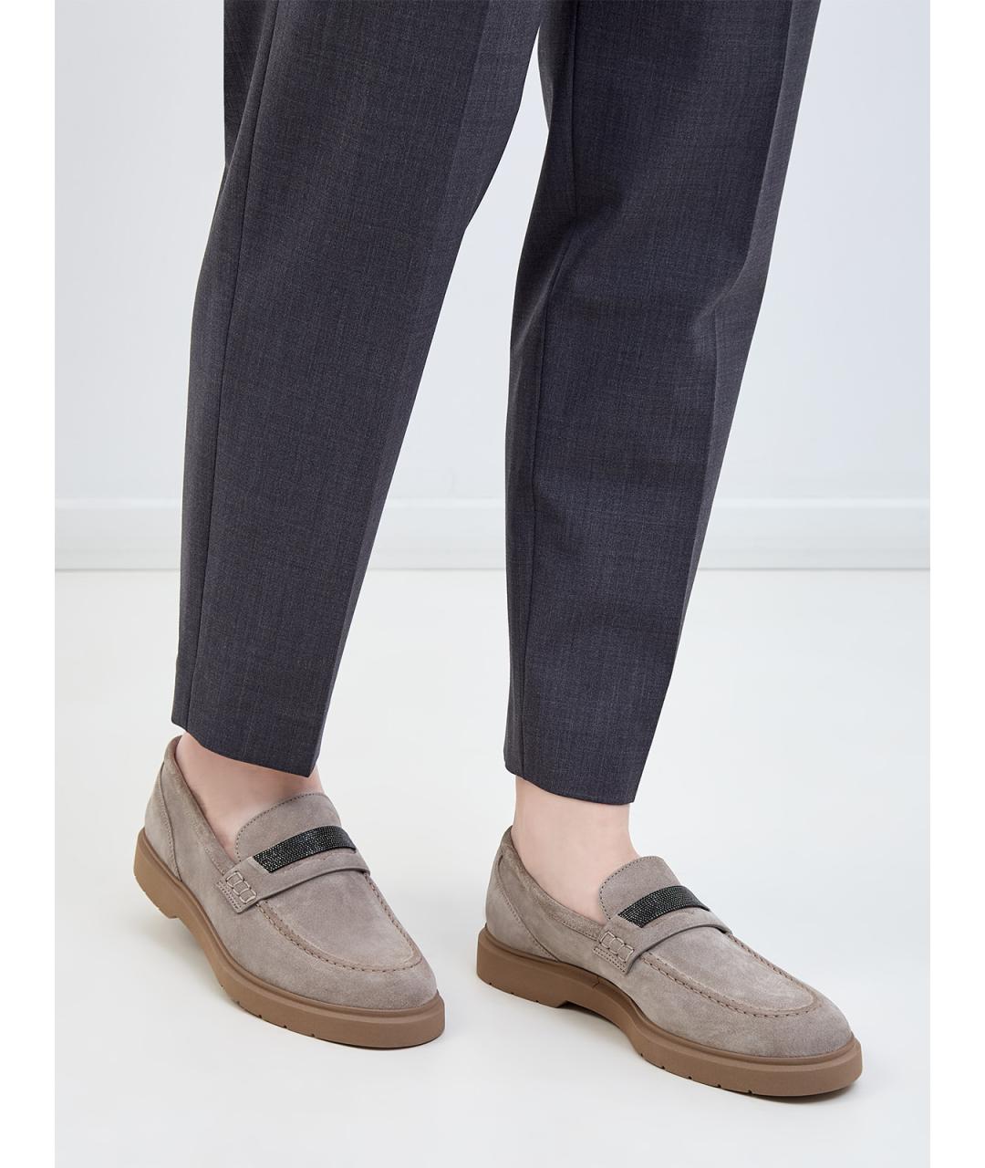 BRUNELLO CUCINELLI Бежевые замшевые лоферы, фото 2