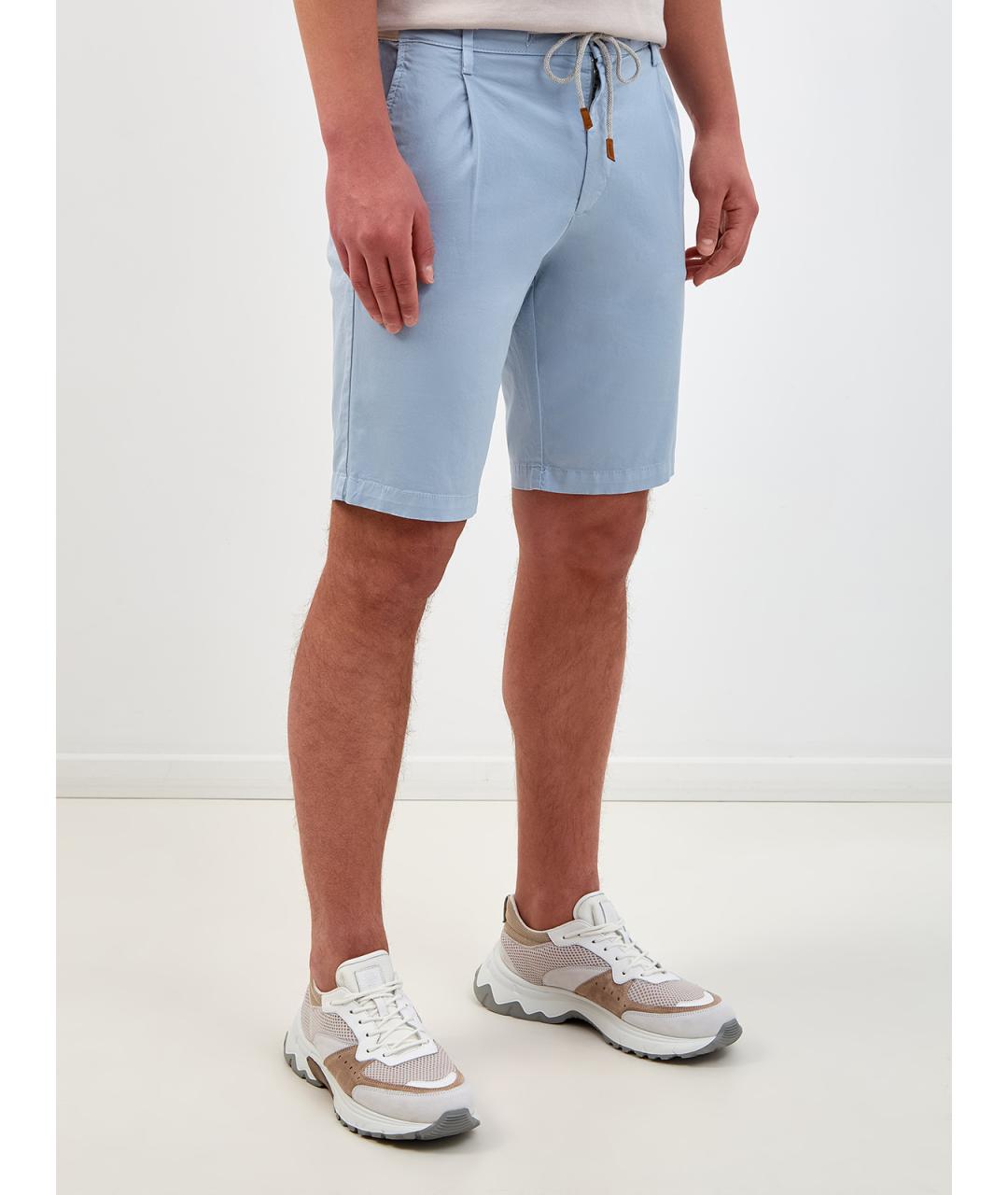 ELEVENTY Голубые хлопковые шорты, фото 3