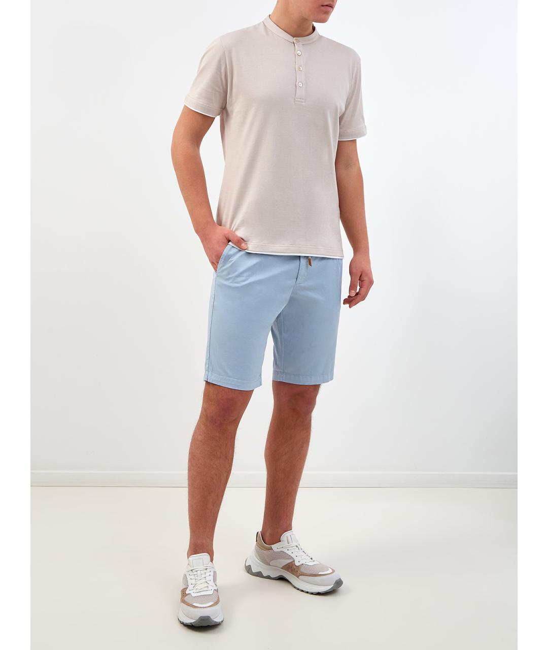 ELEVENTY Голубые хлопковые шорты, фото 2