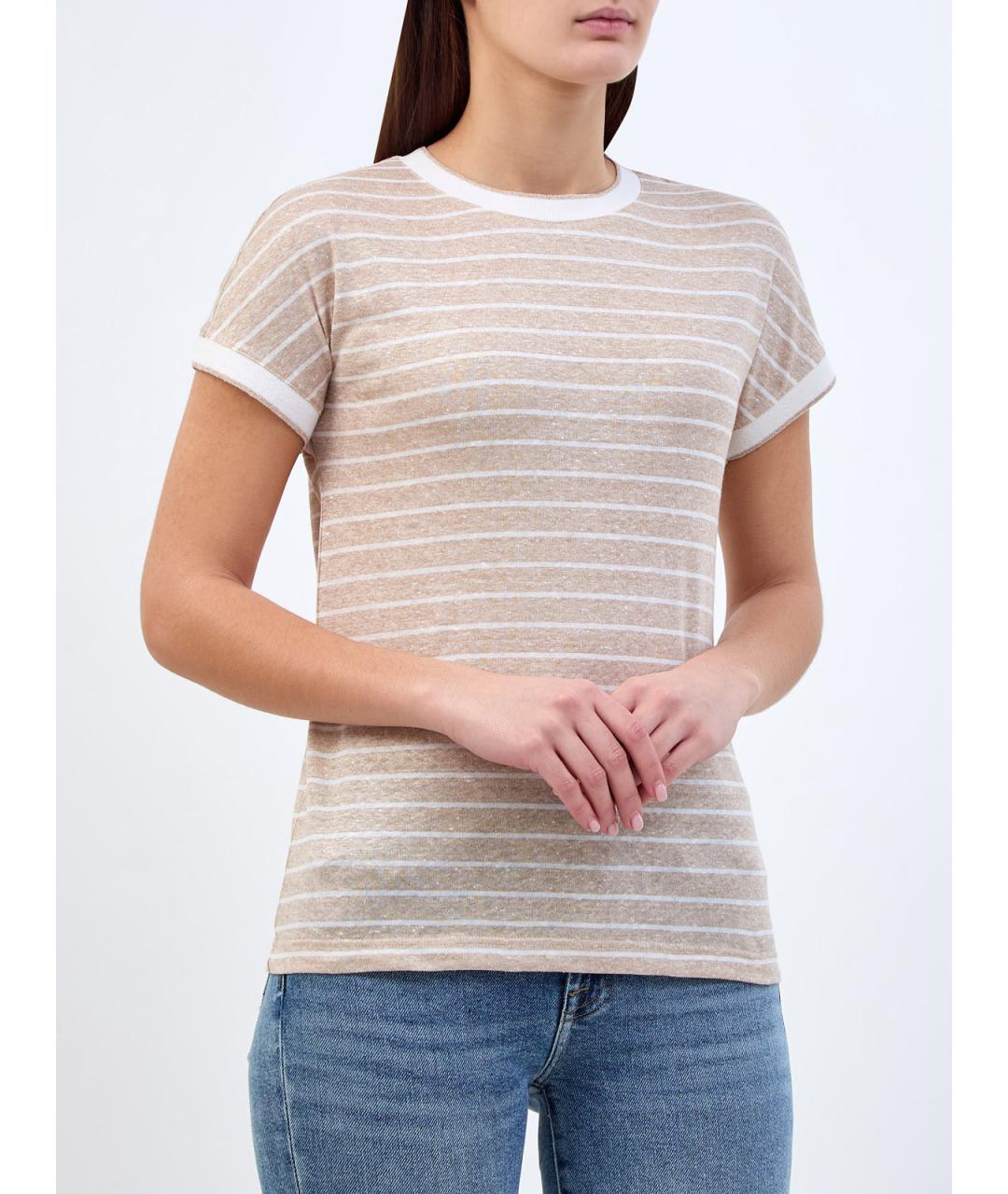 ELEVENTY Бежевая льняная футболка, фото 3