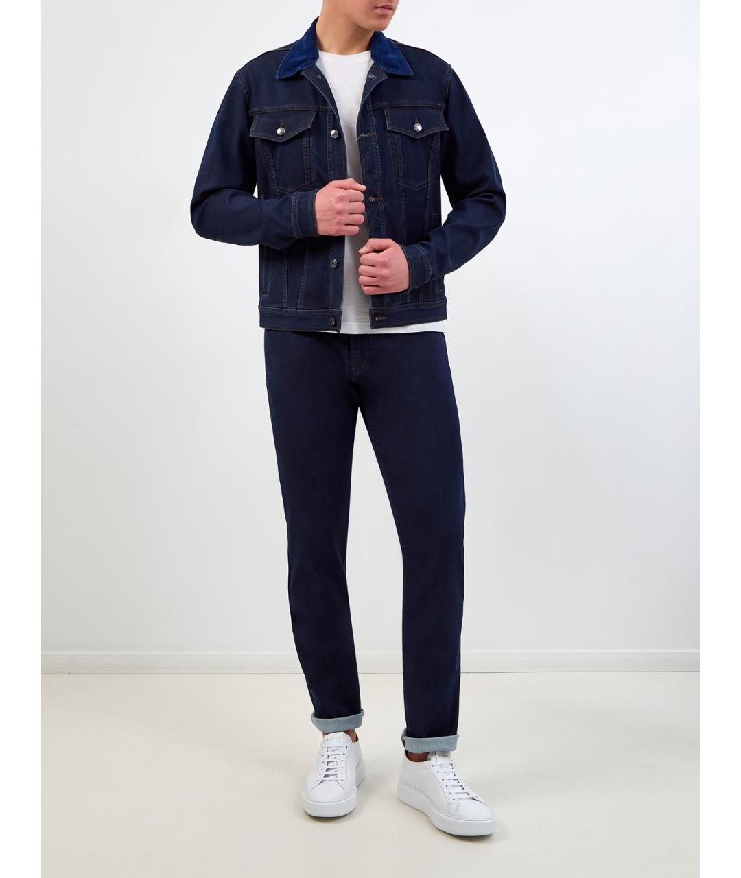 CANALI Синие хлопковые джинсы скинни, фото 2