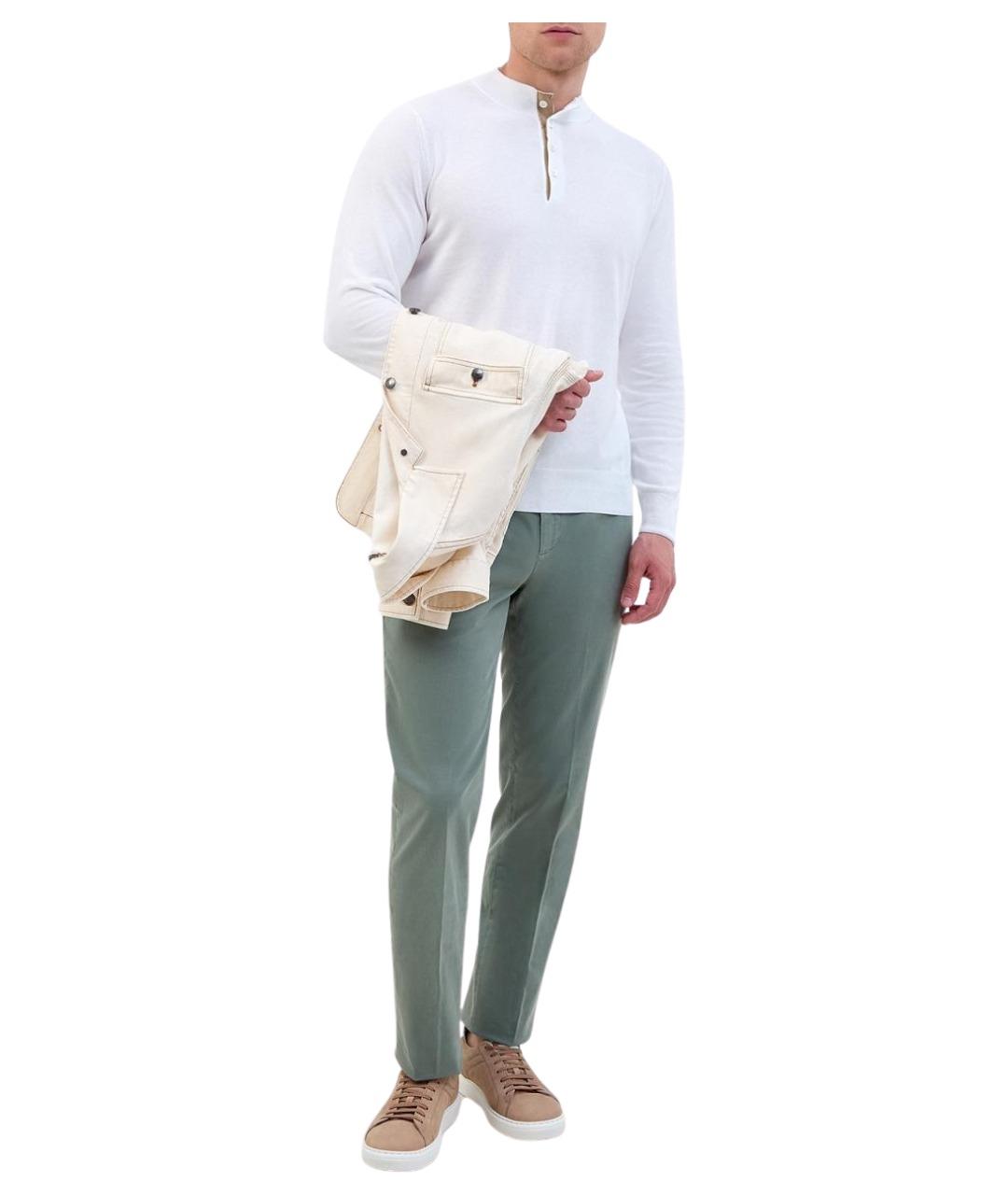 CANALI Зеленые хлопковые повседневные брюки, фото 2