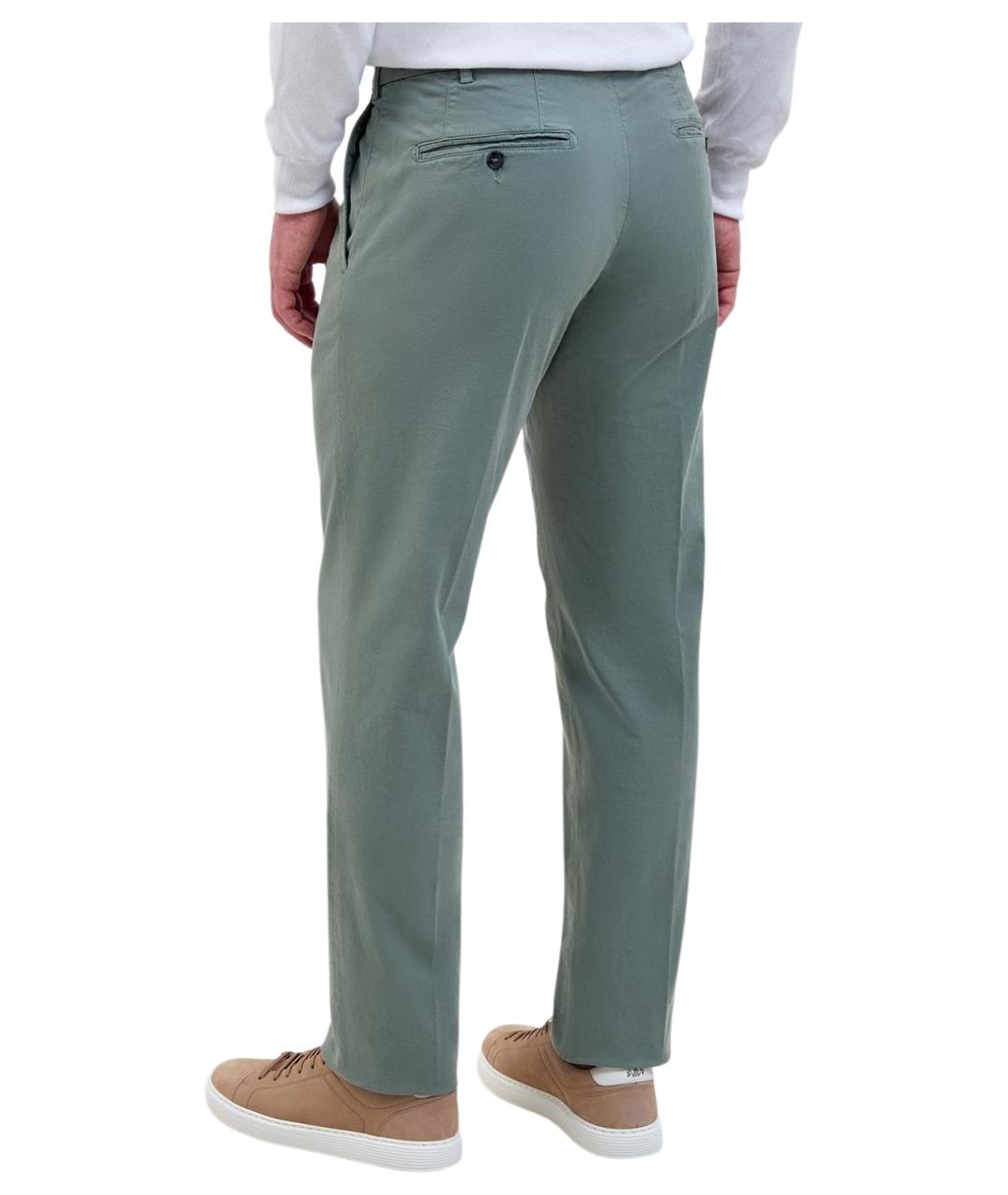 CANALI Зеленые хлопковые повседневные брюки, фото 4