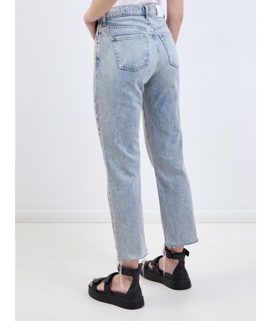 7 FOR ALL MANKIND Голубые хлопковые прямые джинсы, фото 4