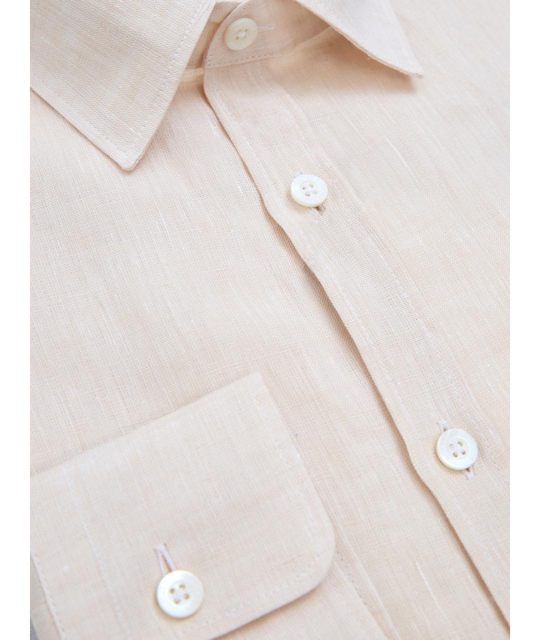 CANALI Бежевая льняная классическая рубашка, фото 3
