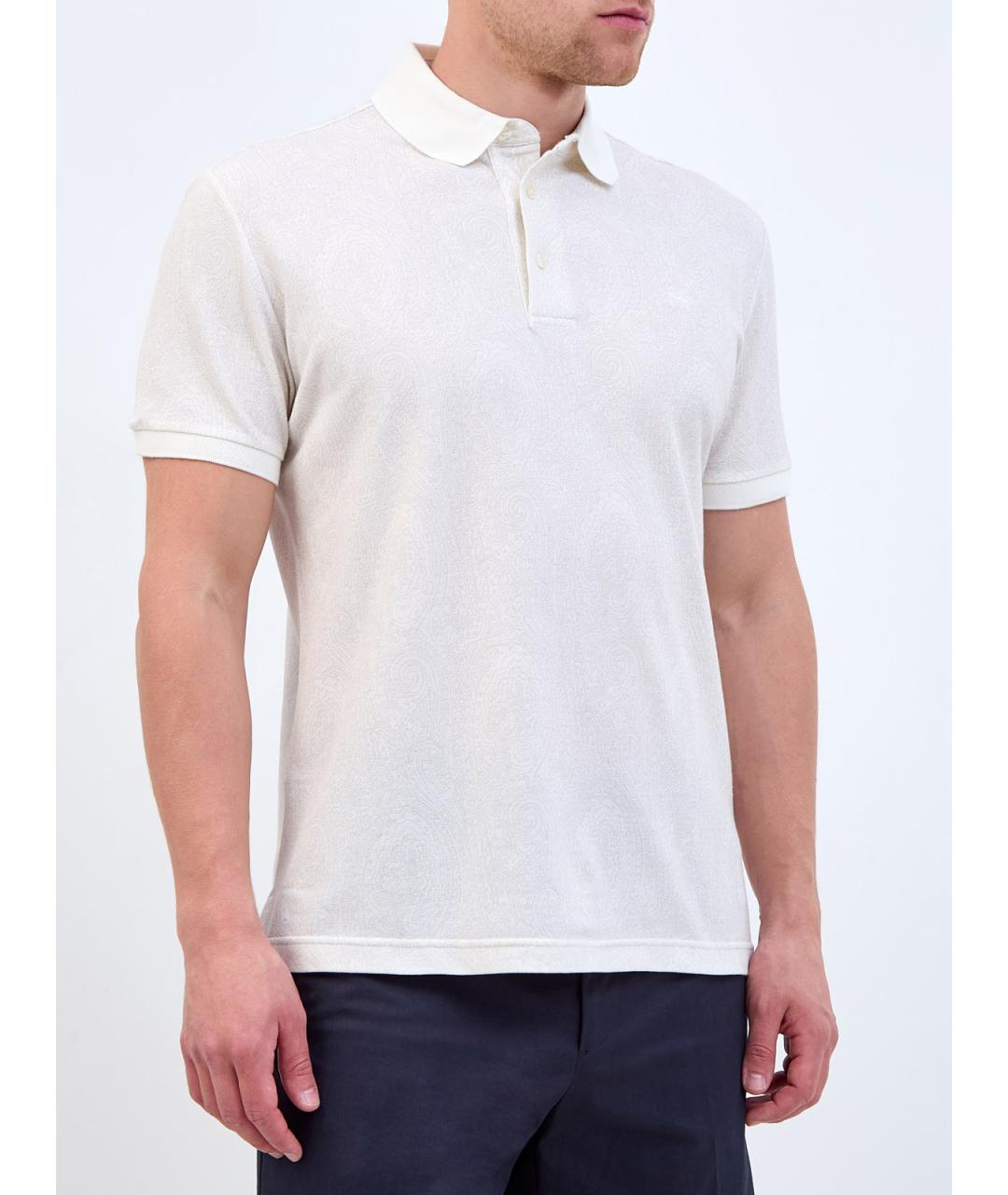 ETRO Белое хлопковое поло с коротким рукавом, фото 3