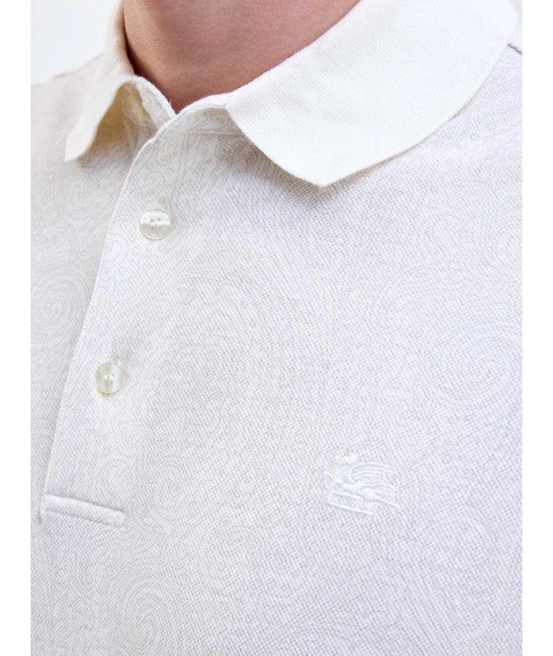 ETRO Белое хлопковое поло с коротким рукавом, фото 5