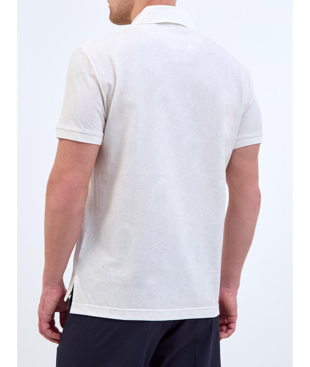 ETRO Белое хлопковое поло с коротким рукавом, фото 4