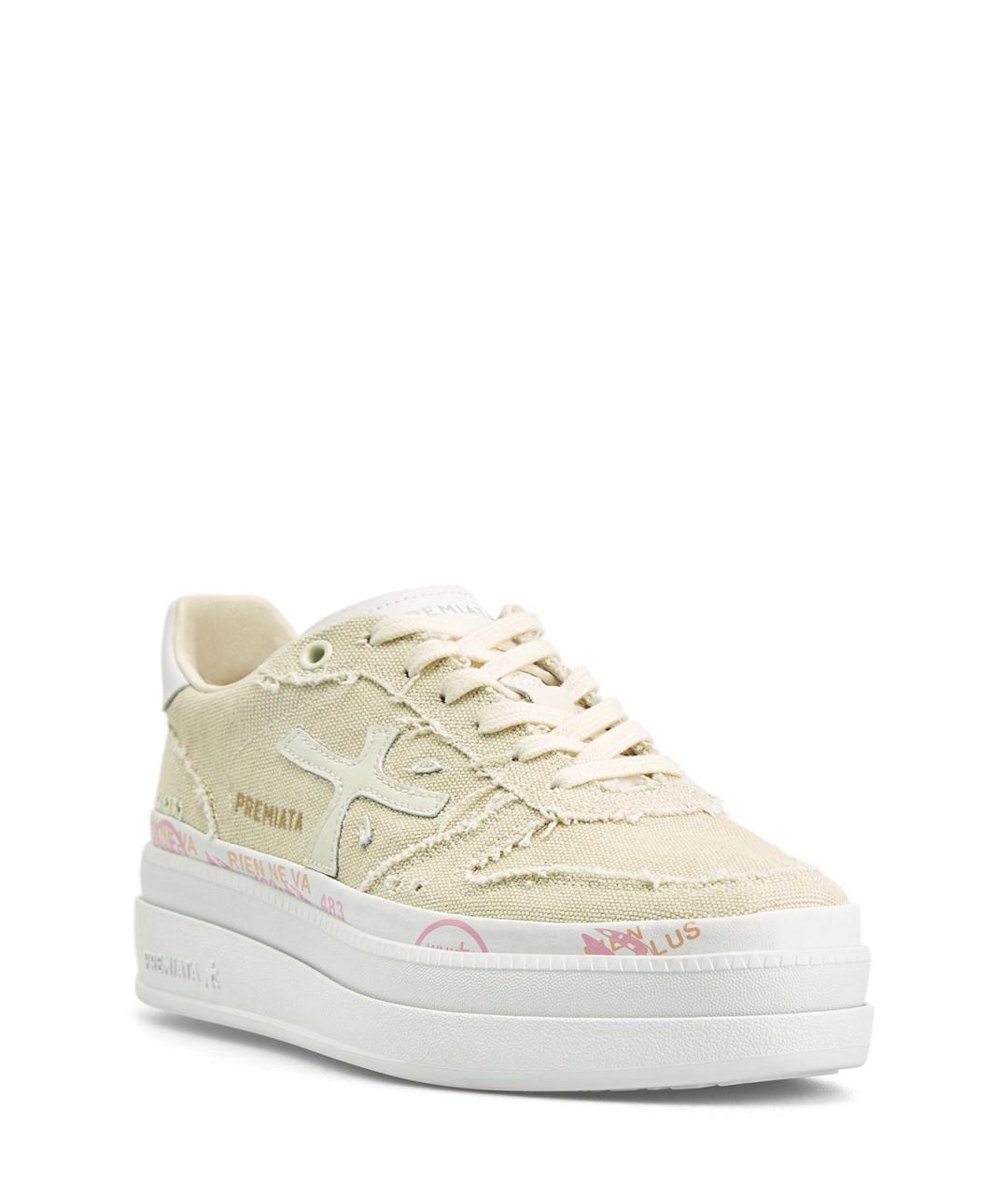 PREMIATA Бежевые текстильные кеды, фото 3
