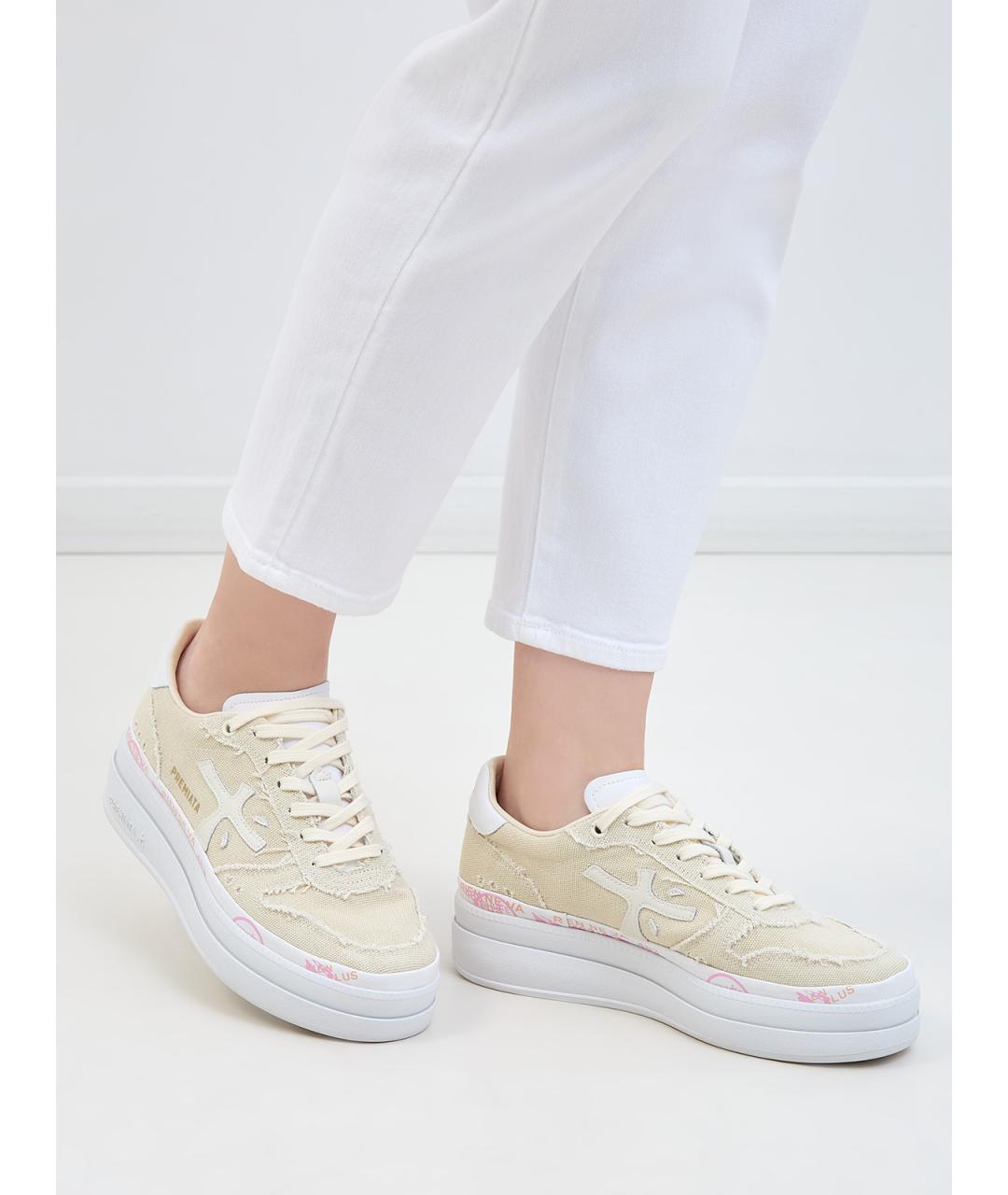 PREMIATA Бежевые текстильные кеды, фото 2