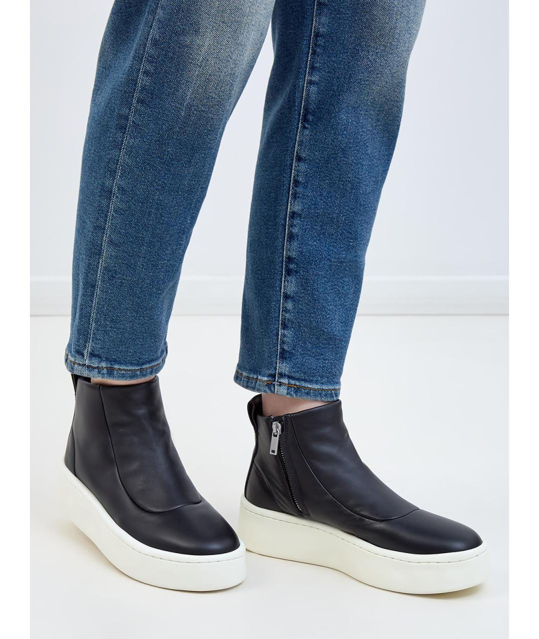 JIL SANDER Черные кожаные кеды, фото 2