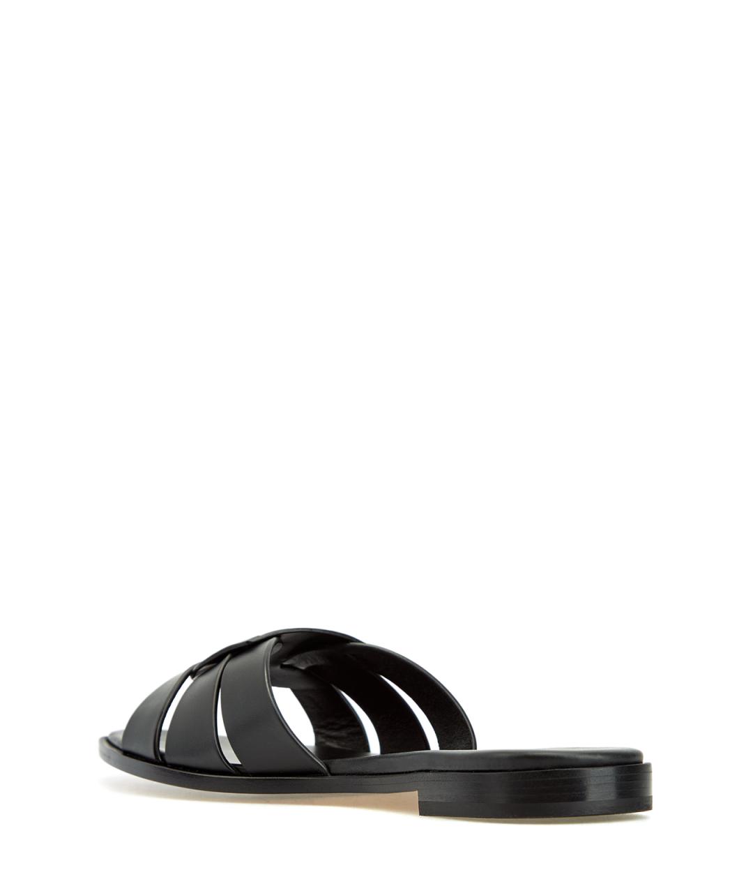 DOUCAL'S Черные кожаные шлепанцы, фото 4