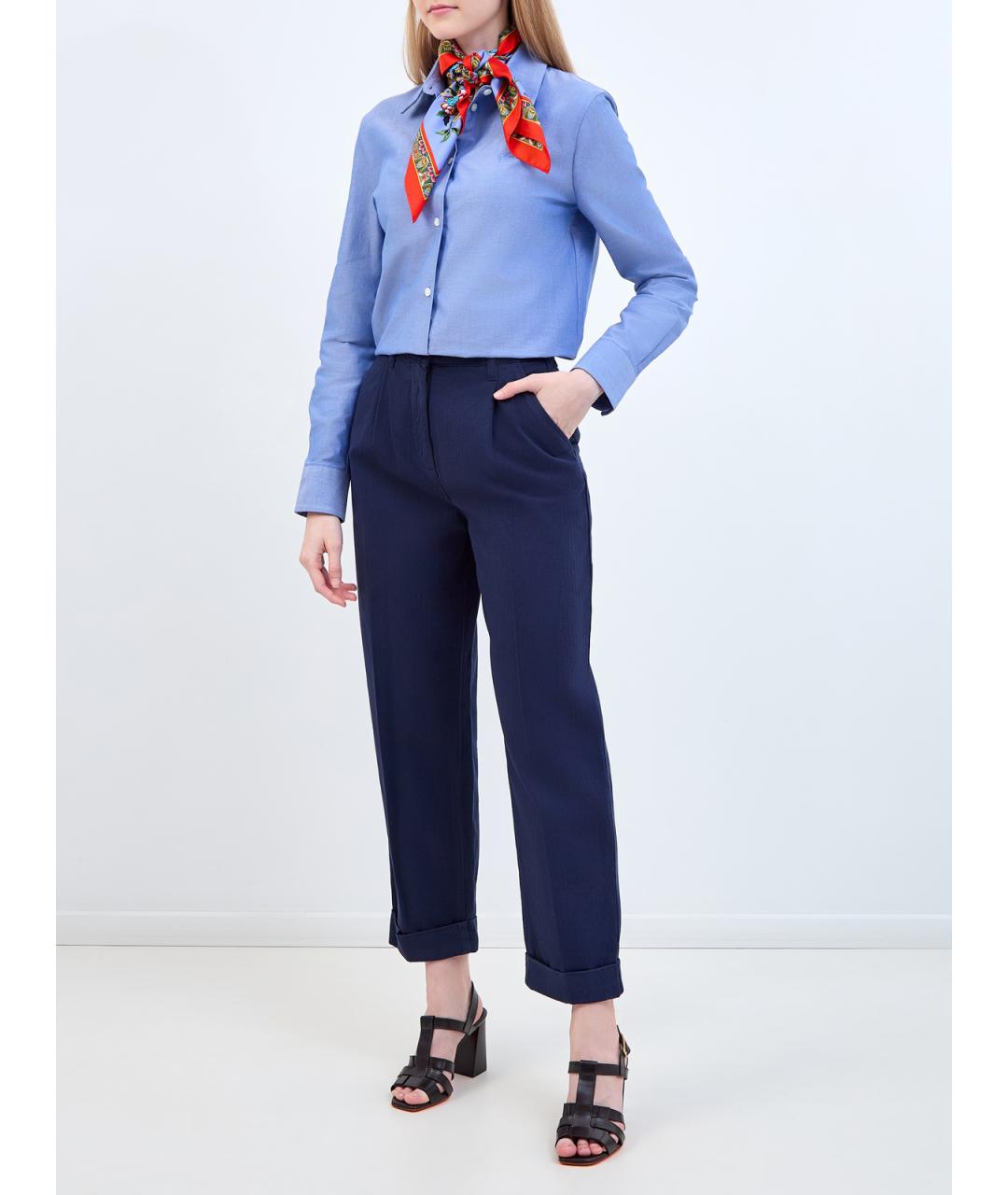 ETRO Синие хлопковые прямые брюки, фото 2