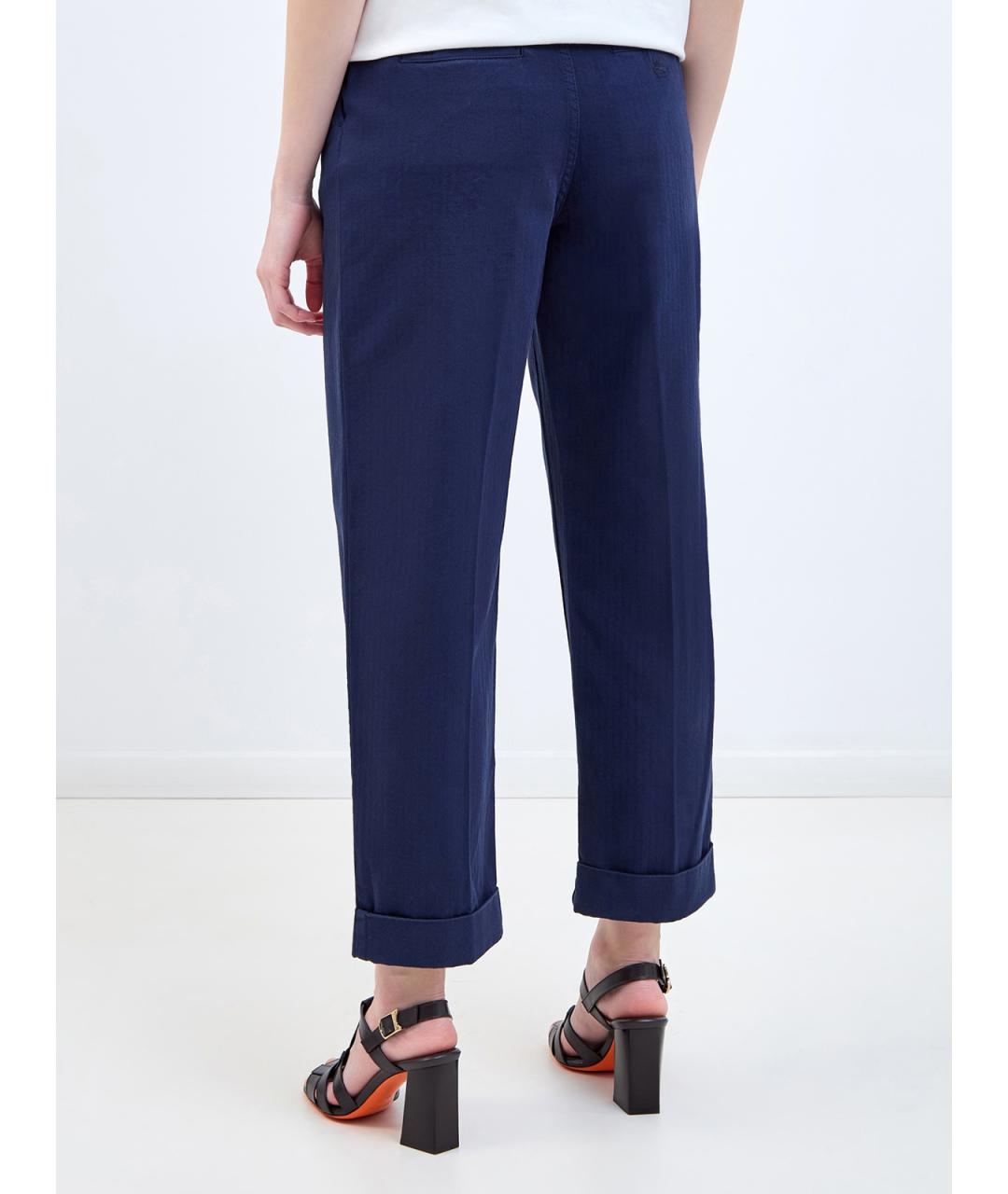 ETRO Синие хлопковые прямые брюки, фото 4