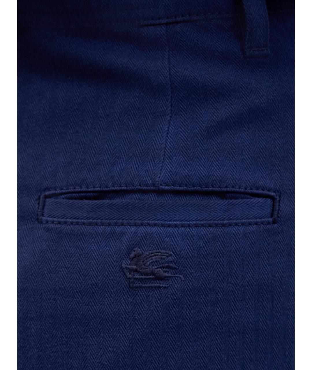 ETRO Синие хлопковые прямые брюки, фото 5