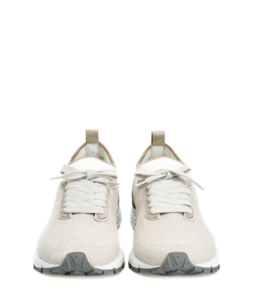 PESERICO Бежевые текстильные низкие кроссовки / кеды, фото 5